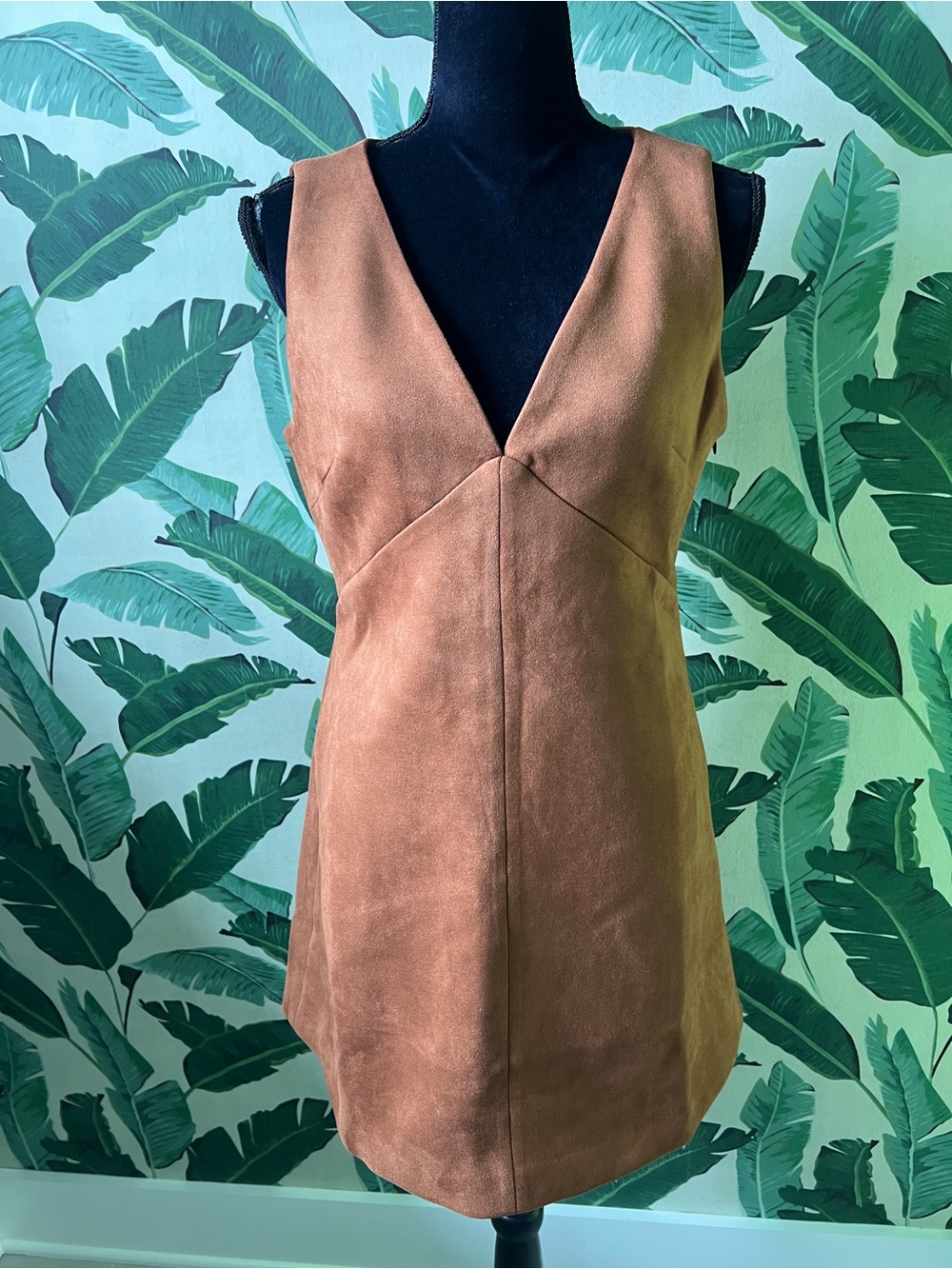 Commense Faux Suede Mini Dress Womens Medium Brown NWT - Picture 4 of 12